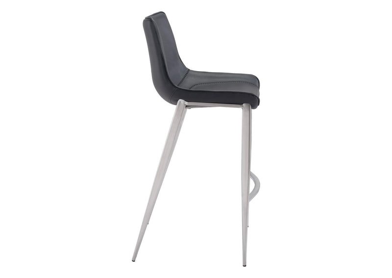 101276 Magnus Barstool (Set Of 2) Black & Silver