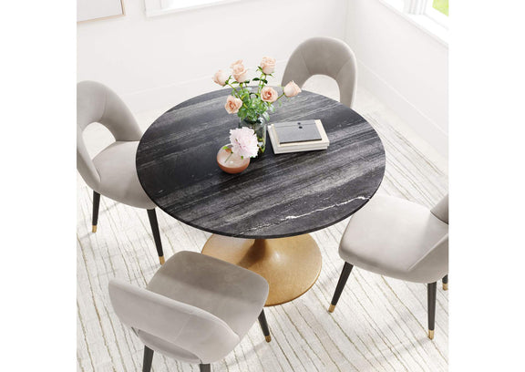 109095 Taj Dining Table Black & Gold