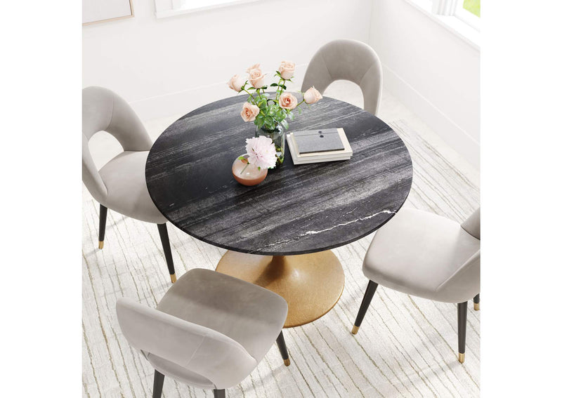 109095 Taj Dining Table Black & Gold