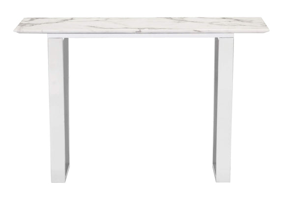 100709 Atlas Console Table White & Silver