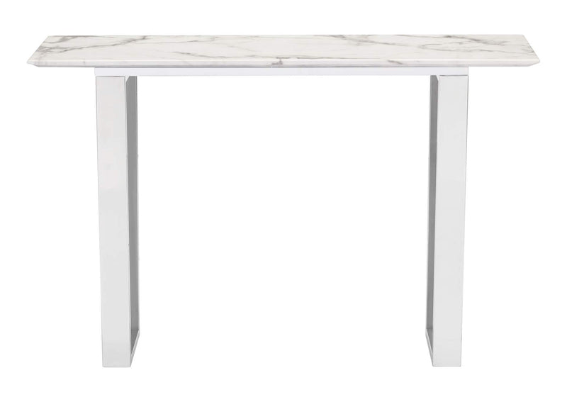 100709 Atlas Console Table White & Silver
