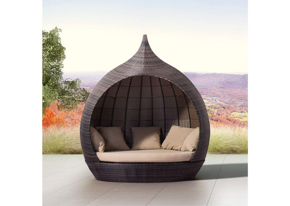 703632 Martinique Outdoor Beach Daybed Brown & Beige
