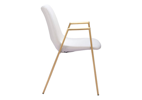 109550 Desi Dining Chair (Set Of 2) White & Gold