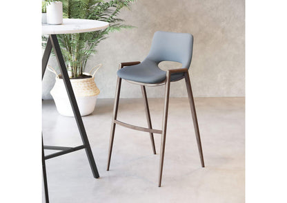 101698 Desi Barstool (Set Of 2) Azure Gray & Walnut