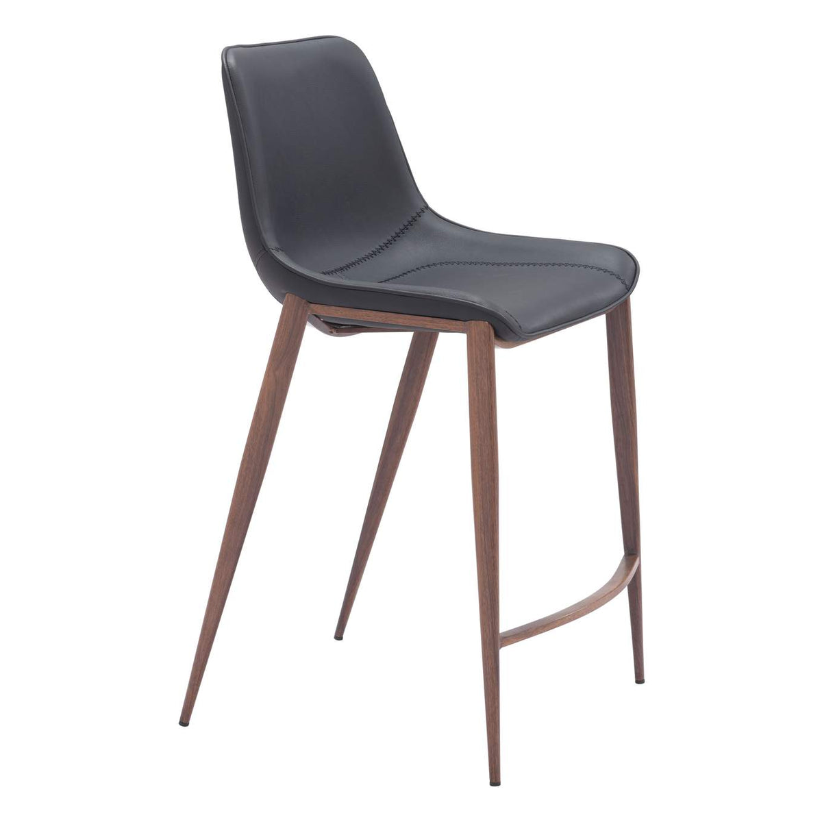 109935 Magnus Counter Stool (Set Of 2) Black & Walnut