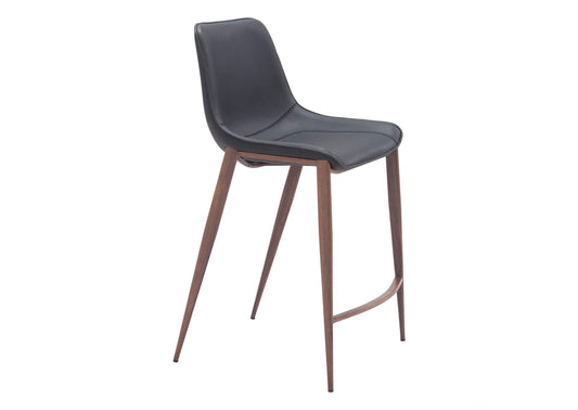 109935 Magnus Counter Stool (Set Of 2) Black & Walnut