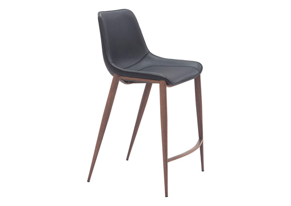 109935 Magnus Counter Stool (Set Of 2) Black & Walnut