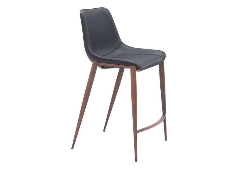 109935 Magnus Counter Stool (Set Of 2) Black & Walnut