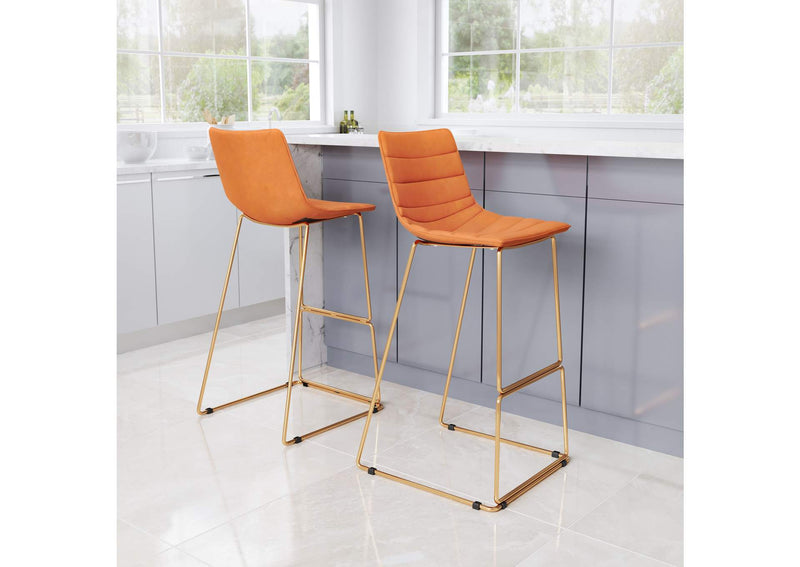 109502 Adele Barstool (Set Of 2) Orange & Gold
