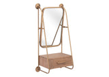 A12232 Peralta Mirror Shelf Brass & Brown
