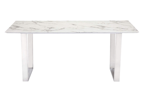 100707 Atlas Dining Table White & Silver
