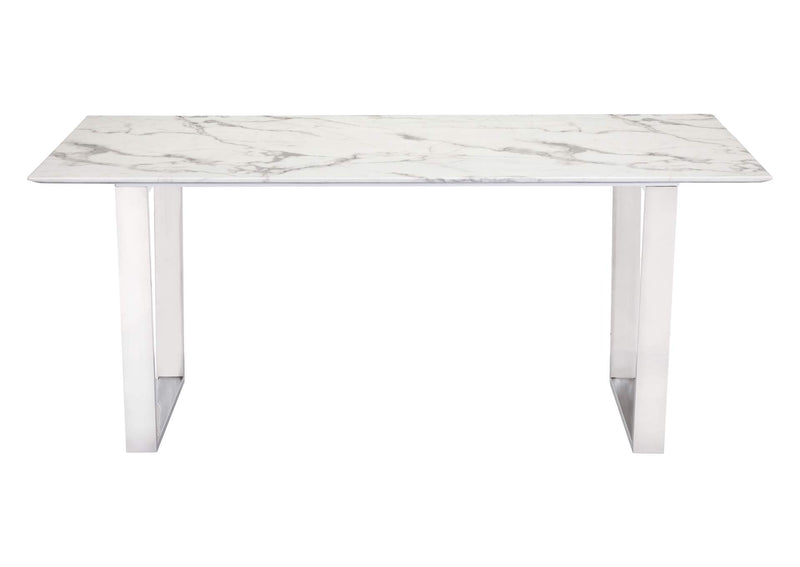 100707 Atlas Dining Table White & Silver