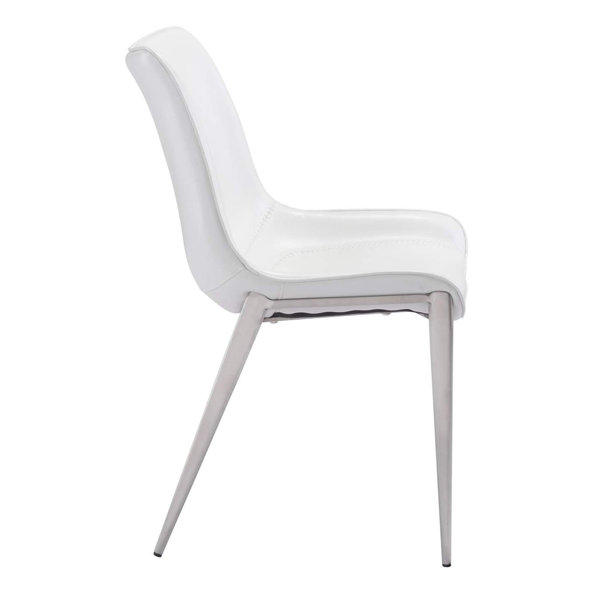 101270 Magnus Dining Chair (Set Of 2) White & Silver