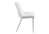 101270 Magnus Dining Chair (Set Of 2) White & Silver