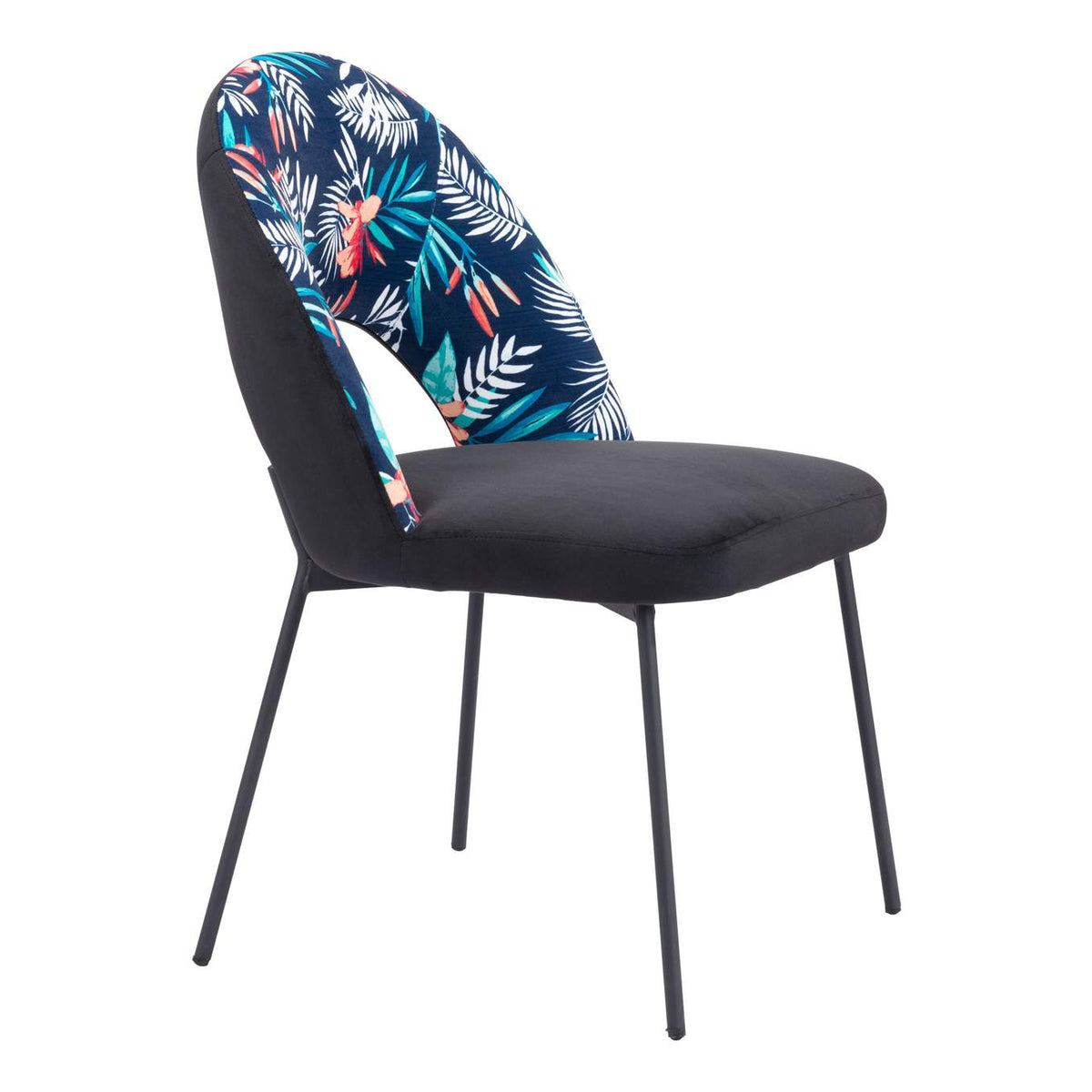 109366 Merion Dining Chair (Set Of 2) Multicolor Print & Black