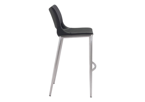 101284 Ace Barstool (Set Of 2) Black & Silver