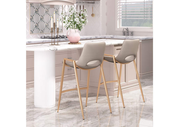 109733 Desi Counter Stool (Set Of 2) Beige & Gold