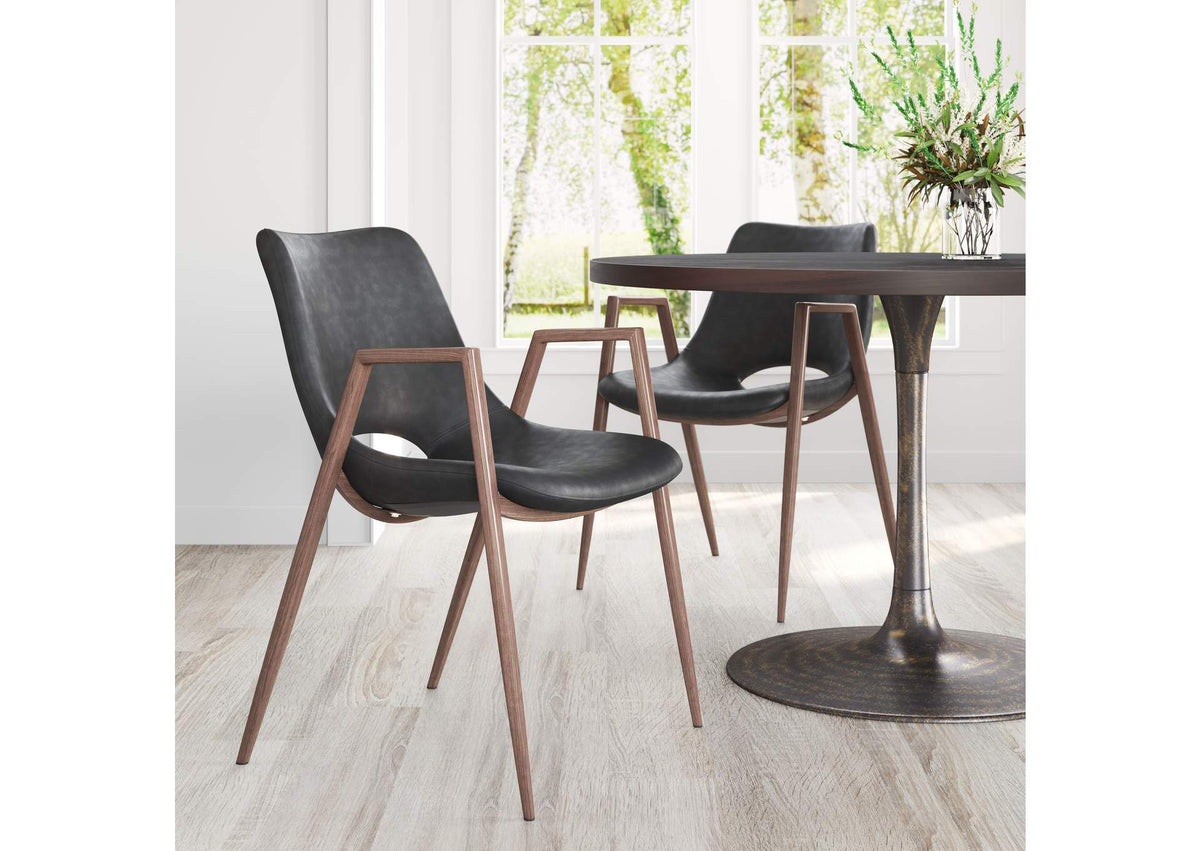 101694 Desi Dining Chair (Set Of 2) Black & Walnut