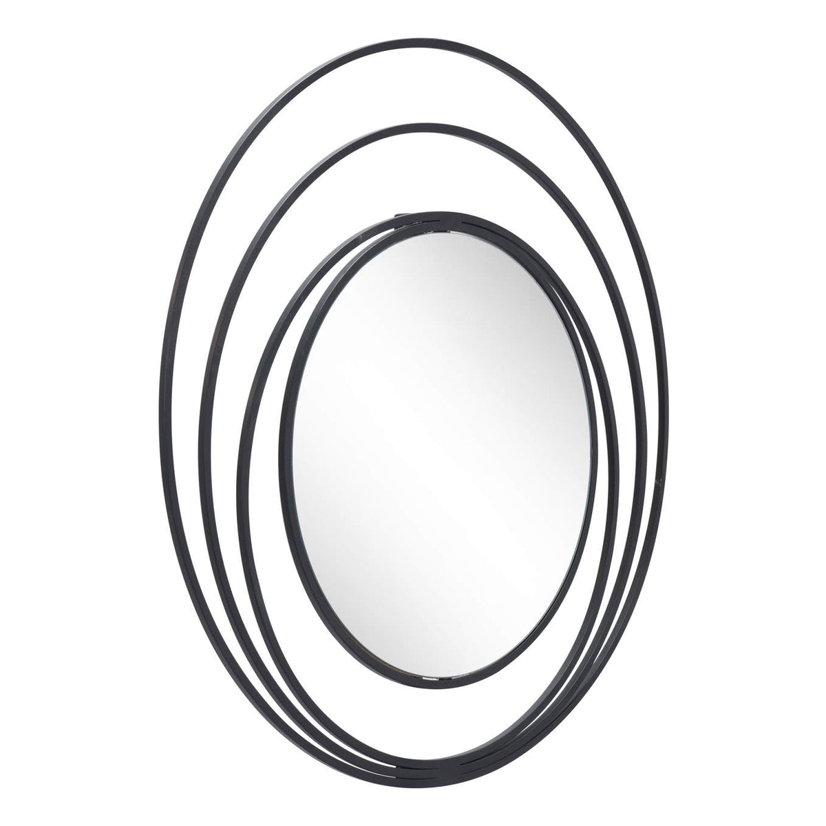 A12207 Luna Round Mirror Black
