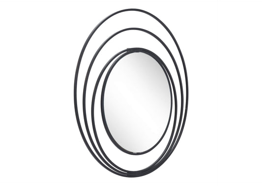 A12207 Luna Round Mirror Black