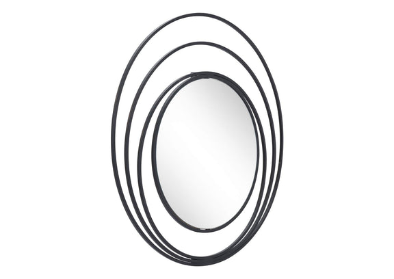 A12207 Luna Round Mirror Black