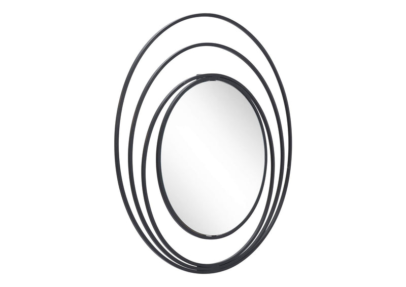 A12207 Luna Round Mirror Black