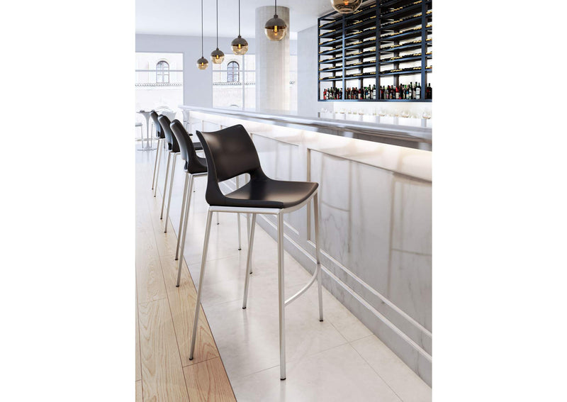 101284 Ace Barstool (Set Of 2) Black & Silver
