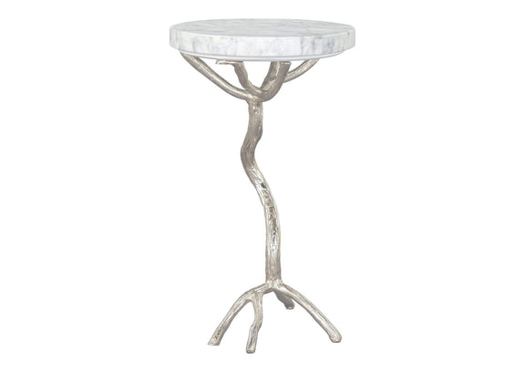109560 Joel Side Table White & Silver