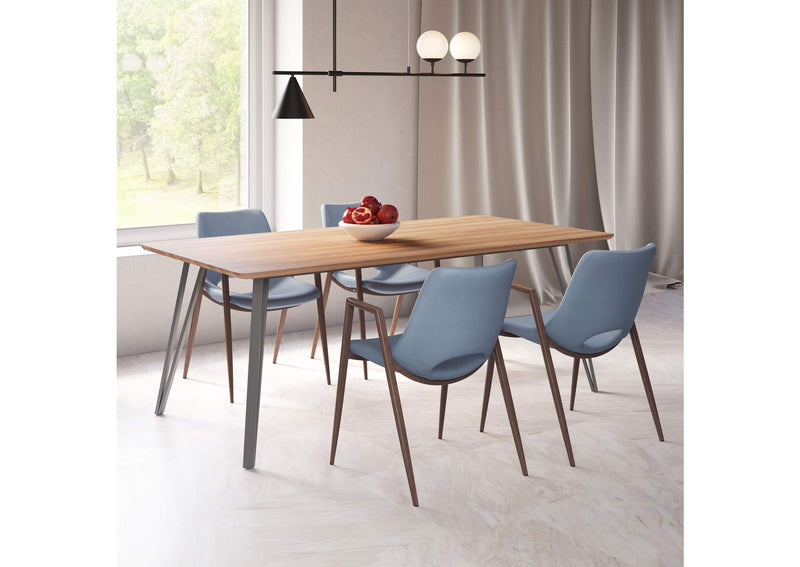 101695 Desi Dining Chair (Set Of 2) Azure Gray & Walnut