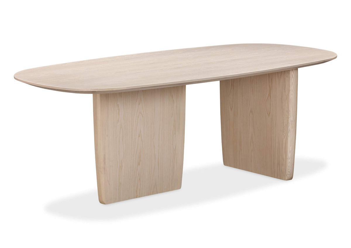 QHTP61 Liv Ash Wood Oval Dining Table In White Sand