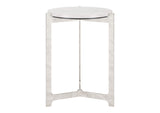 110256 Barmas Side Table White & Silver