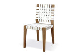 JVLH63W One Woven Leather And Solid Wood Dining Side Chair In White And Bisque (Set of 2)