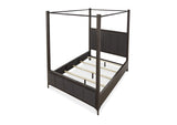 5NL2B5 Lucerne Queen Size Upholstered Canopy Bed In Vintage Coffee