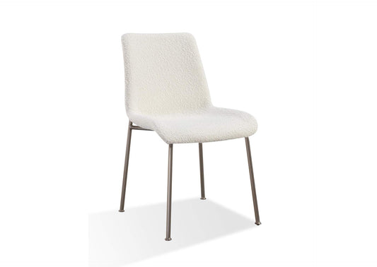PWTB63HMZ Jade Upholstered Dining Chair In Cottage Cheese Boucle And Brushed Nickel Metal (Set of 2)