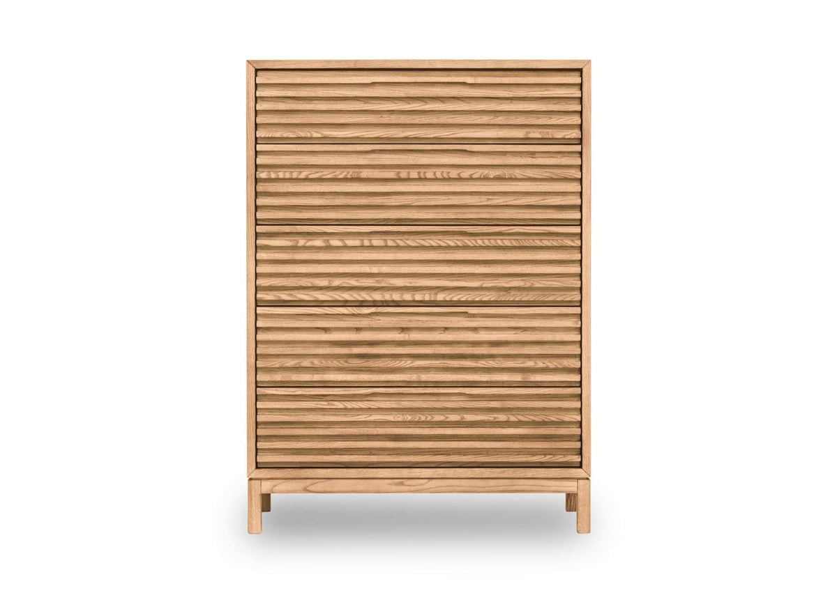 QPUD84 Tanner Five Drawer Ash Wood Chest In Flaxen