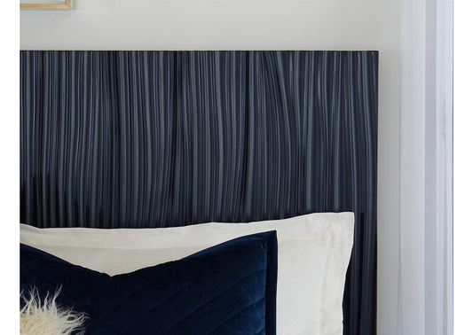 9DKBH4 Argento Wave - Patterned Bed In Navy Blue And Burnished Brass