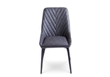 LELB63 Lucia Upholstered Dining Chair In Charcoal Synthetic Leather And Black Metal (Set of 2)