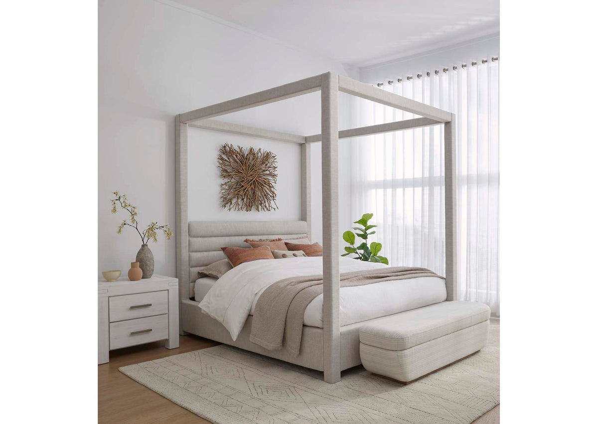 MQNCH7 Rockford Upholstered Canopy Bed In Turtle Dove Linen