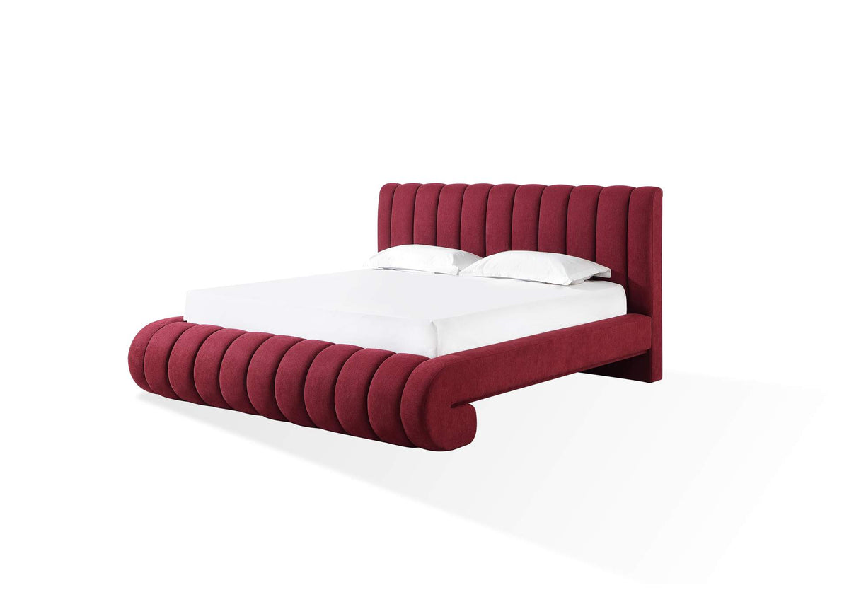 SRWLH6 Savage Maximalist Upholstered Bed In Ruby Chenille