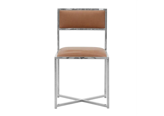 1A8366X Amalfi X - Base Chair In Cognac Leather (Set of 2)