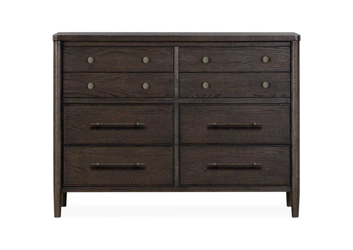 QBTS82T Rockport Eight Drawer Oak Wood Dresser In Yin
