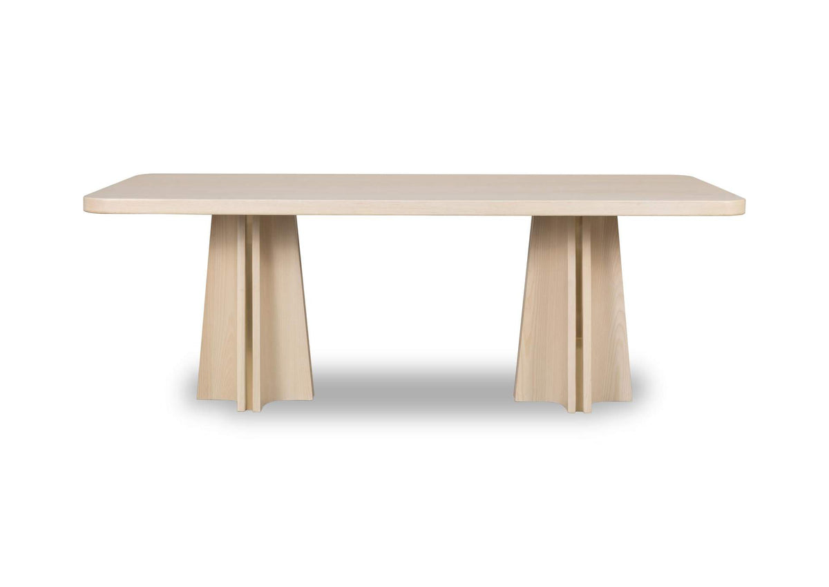 RSTP60 Zinnia Ash Wood Double Pedestal Dining Table In White Sand
