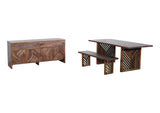 PGRR60 Fevano Solid Wood Rectangular Dining Table In Smoked Brown