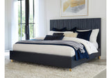 9DKBH4 Argento Wave - Patterned Bed In Navy Blue And Burnished Brass