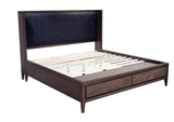 LWY6H7 Boracay Upholstered Wingback Storage Bed In Wild Oats Brown