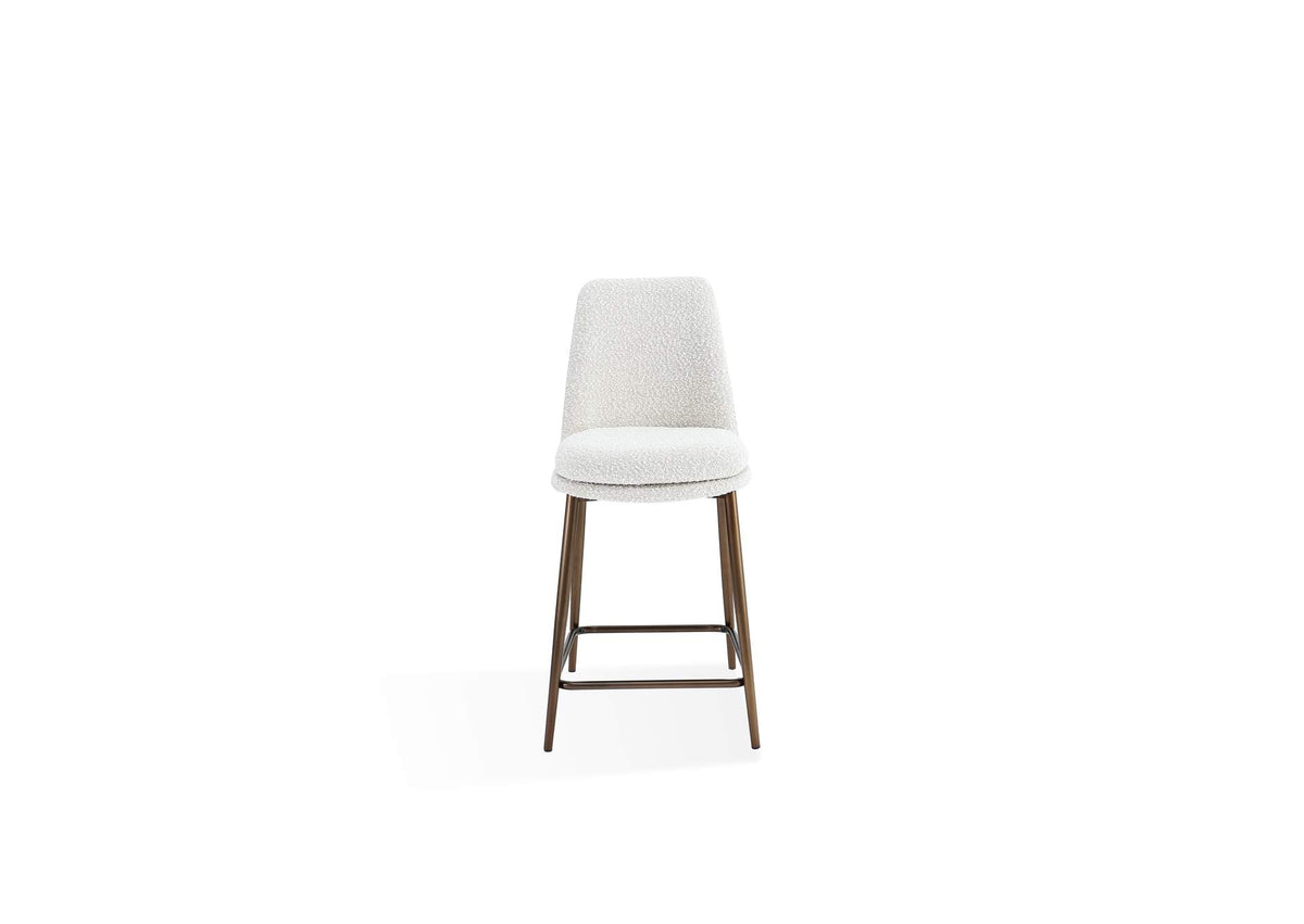 PWTA69FMY Wyatt Upholstered Counter Stool In Ricotta Boucle And Bronze Metal (Set of 2)