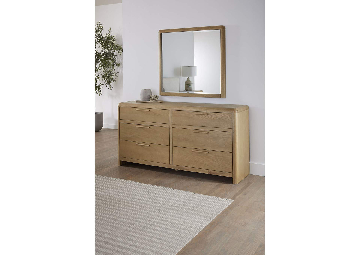 QDTW82 Furano Six Drawer Ash Wood Dresser In Ginger