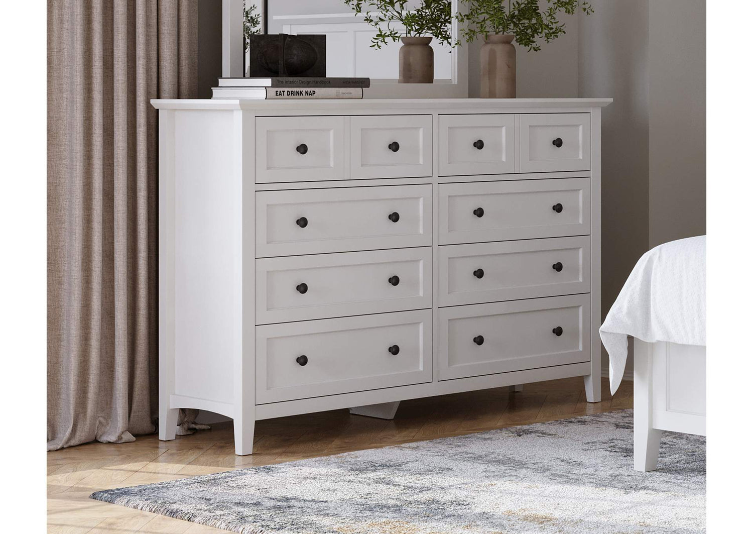 PNRA82A Grace Eight Drawer Dresser In Snowfall White (2024)