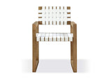 JVLH64A One Woven Leather And Solid Wood Dining Arm Chair In White And Bisque