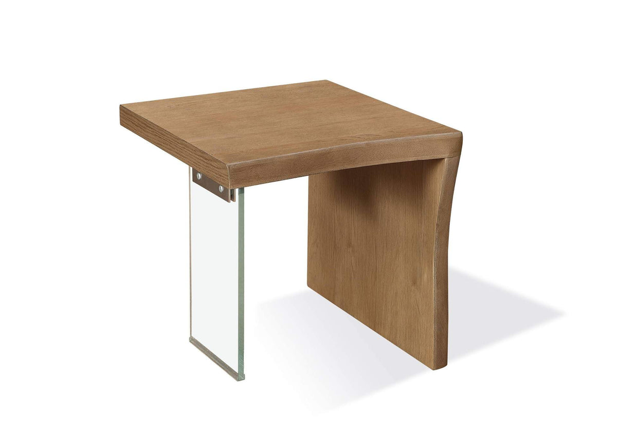 JVLH22 One Live - Edge White Oak And Glass End Table In Bisque